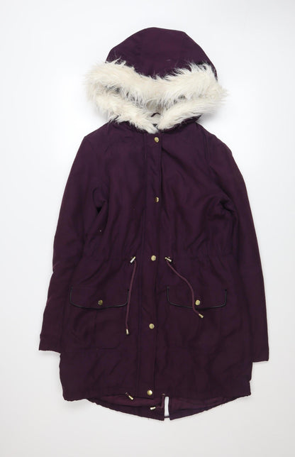 Womens UK Size 10 Dorothy Perkins Purple Parka Coat
