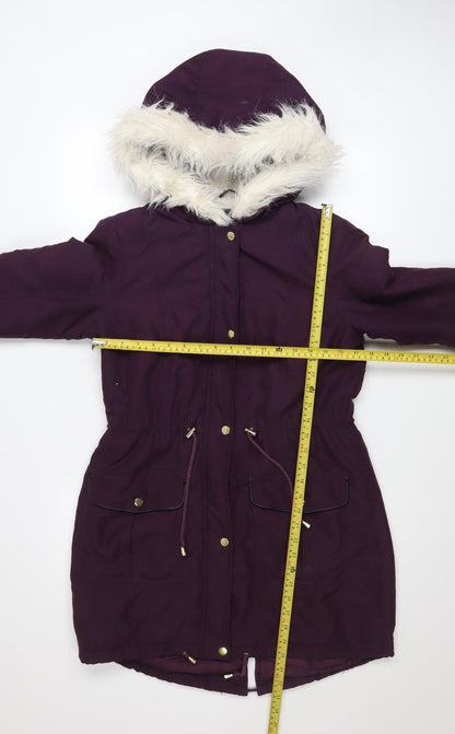Womens UK Size 10 Dorothy Perkins Purple Parka Coat