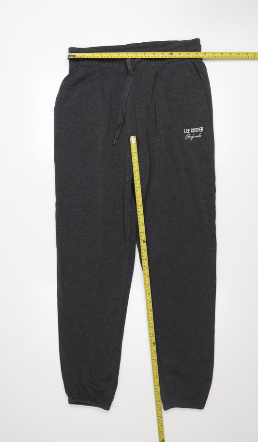 Lee Cooper Mens Grey XL Jogger Trousers Polyester Viscose Blend