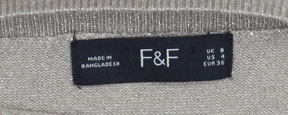 Womens UK Size 4 F&F Beige Pullover Jumper