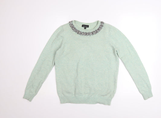 Womens UK Size 6 Topshop Green Pullover Jumper