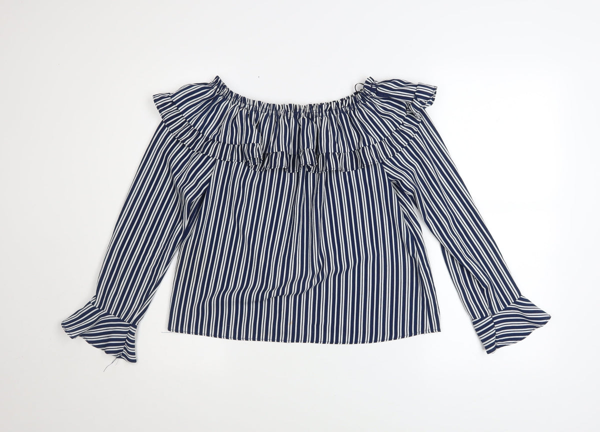 Womens UK Size 8 H&M Blue Tunic Blouse