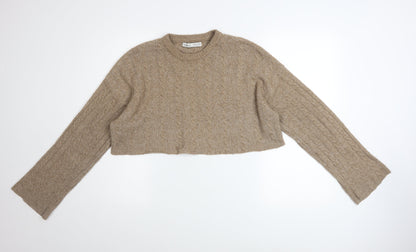 Womens UK Size 12 Bershka Beige Pullover Jumper
