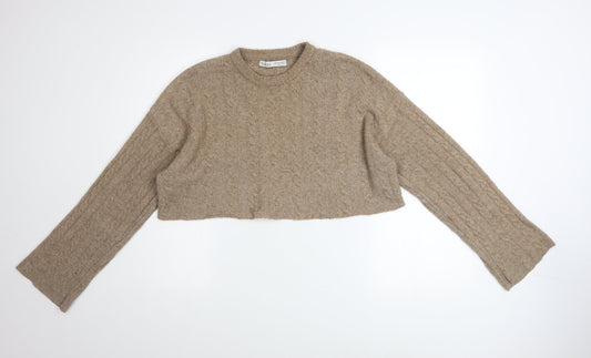 Womens UK Size 12 Bershka Beige Pullover Jumper