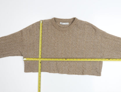 Womens UK Size 12 Bershka Beige Pullover Jumper