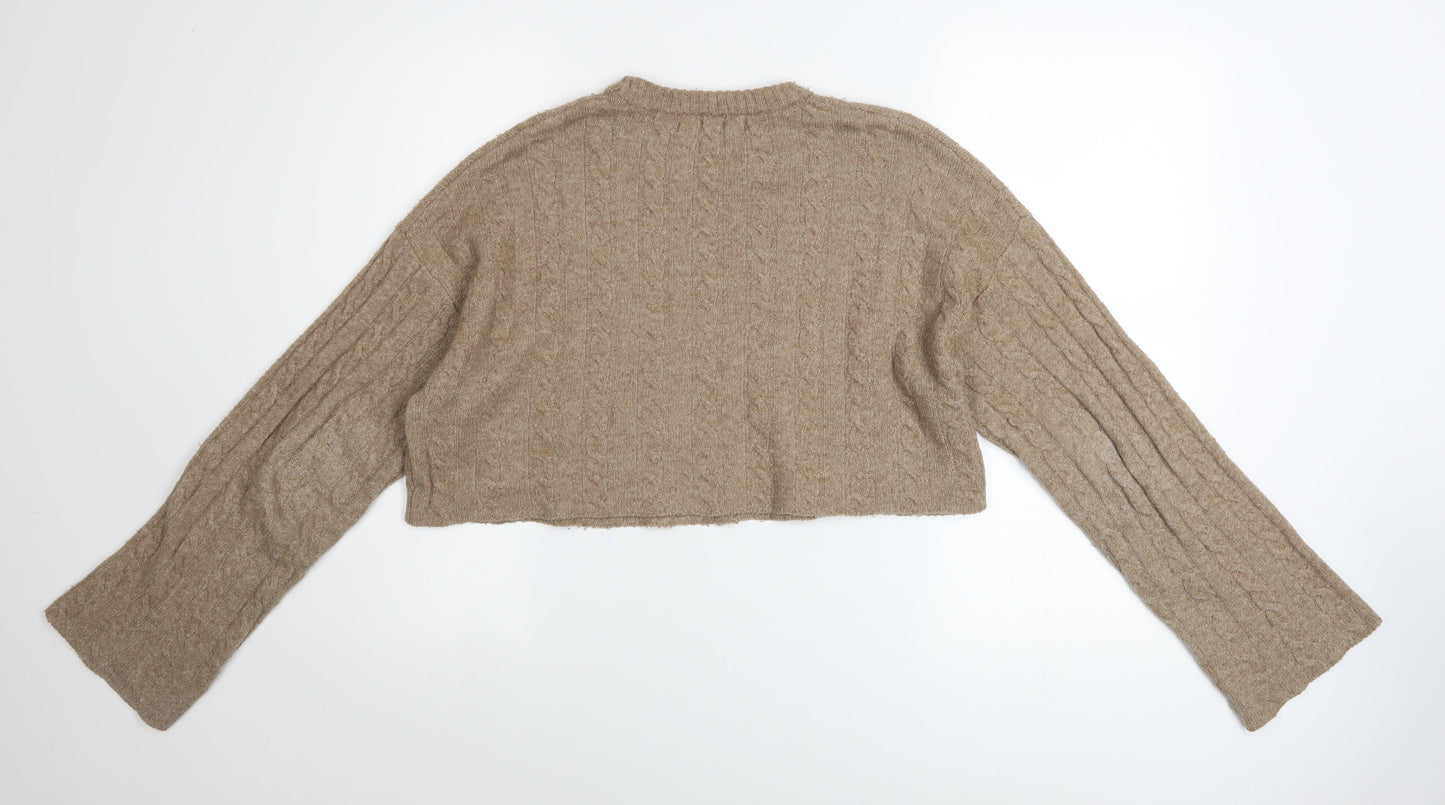 Womens UK Size 12 Bershka Beige Pullover Jumper