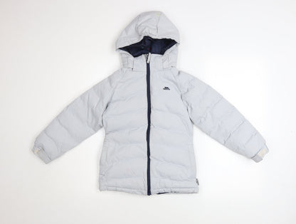 Trespass Girls Grey Waterproof Hooded Puffer Jacket Coat 5-6 Years
