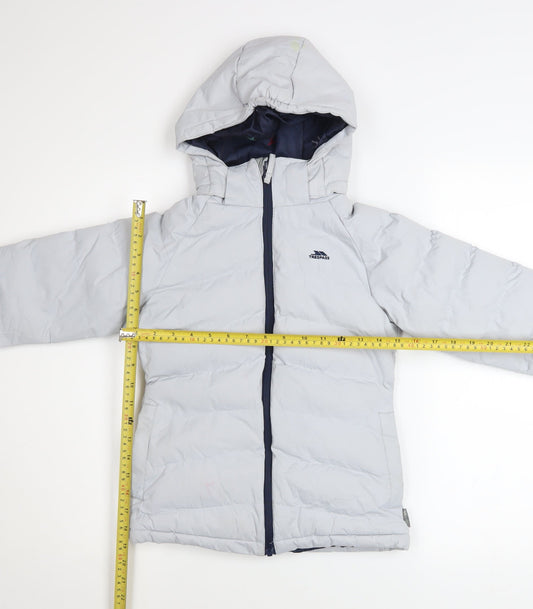 Trespass Girls Grey Waterproof Hooded Puffer Jacket Coat 5-6 Years