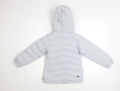 Trespass Girls Grey Waterproof Hooded Puffer Jacket Coat 5-6 Years