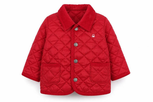 Front view of United Colors of Benetton Baby Red Quilted Jacket 6-9 Months Lightweight Padded Coat