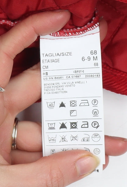 Benetton Baby Red Quilted Jacket 6-9 Months Lightweight Padded Coat