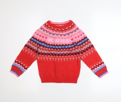 Girls UK Size 4-5 Years F&F Red Pullover Jumper