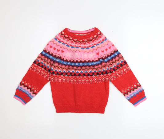 Girls UK Size 4-5 Years F&F Red Pullover Jumper