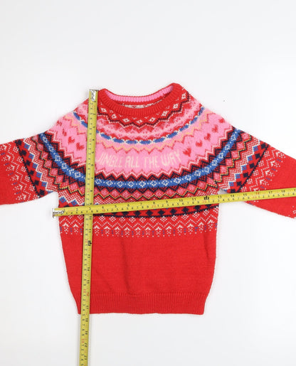 Girls UK Size 4-5 Years F&F Red Pullover Jumper