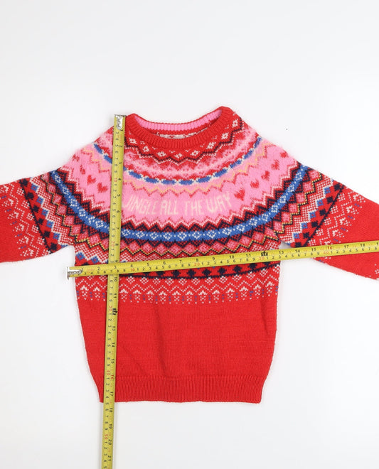 Girls UK Size 4-5 Years F&F Red Pullover Jumper
