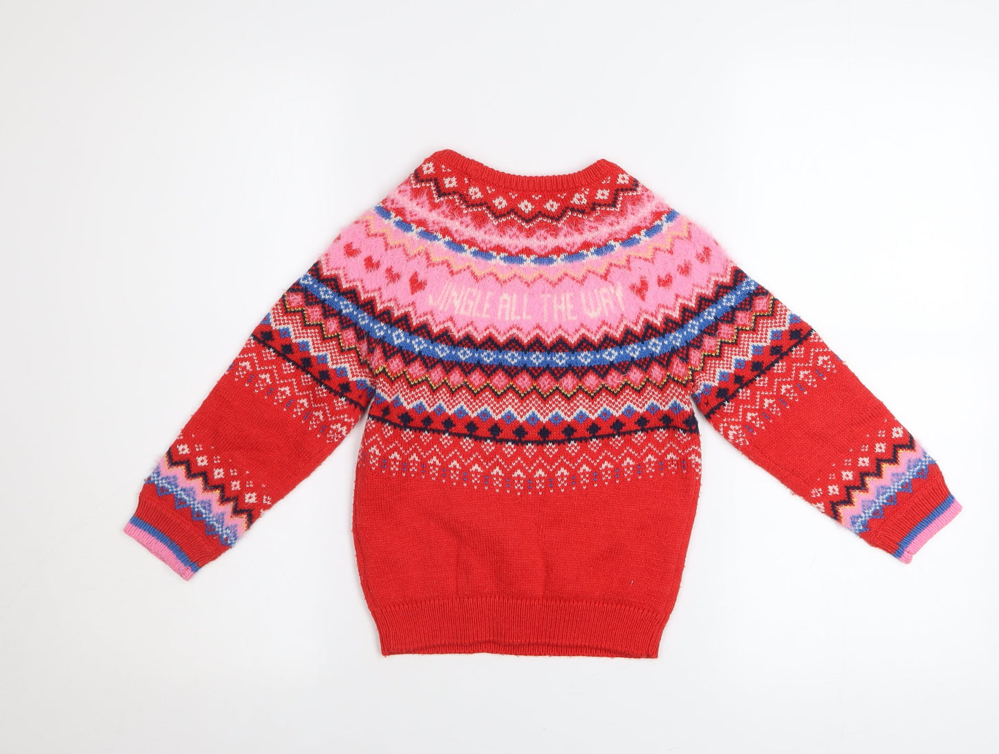 Girls UK Size 4-5 Years F&F Red Pullover Jumper