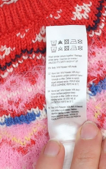 Girls UK Size 4-5 Years F&F Red Pullover Jumper