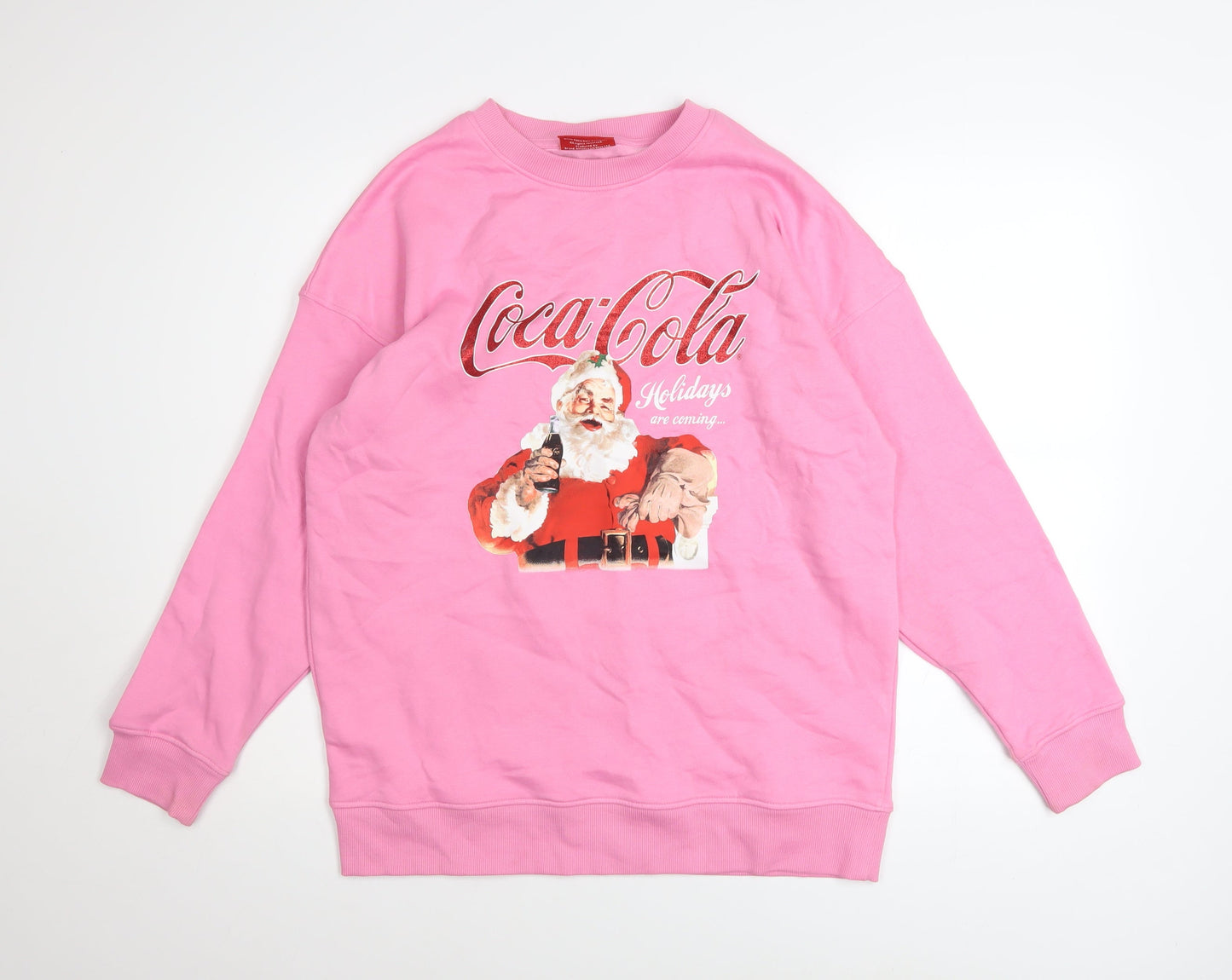 Unisex Adults UK Size S Coca-Cola Pink Pullover Sweatshirt