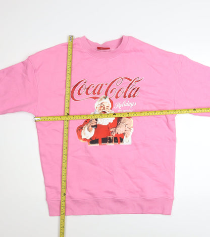 Unisex Adults UK Size S Coca-Cola Pink Pullover Sweatshirt