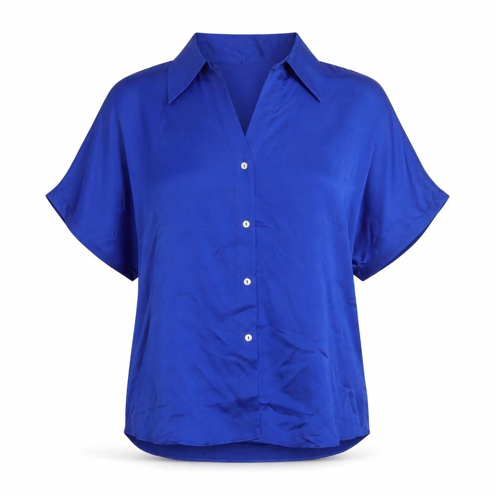 Womens UK Size 12 MNG Blue Basic Button-Up