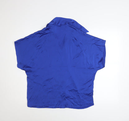 Womens UK Size 12 MNG Blue Basic Button-Up