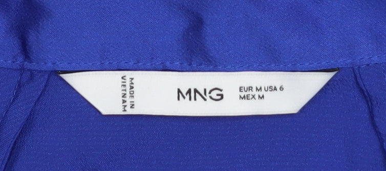 Womens UK Size 12 MNG Blue Basic Button-Up
