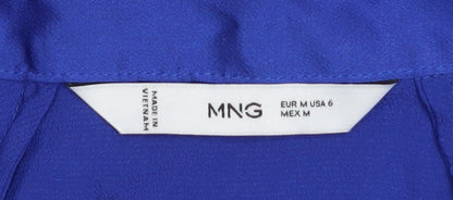 Womens UK Size 12 MNG Blue Basic Button-Up