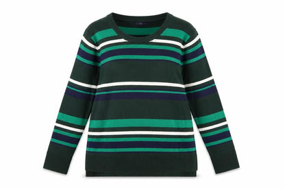 Gap Womens Green Striped Long Sleeve Cotton Jumper Size M