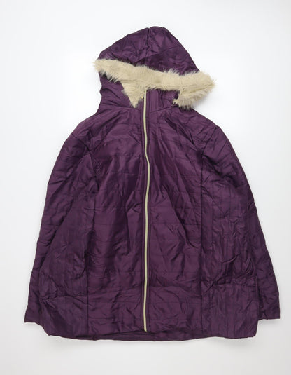 Womens UK Size XL nathalie andersen Purple Puffer Jacket
