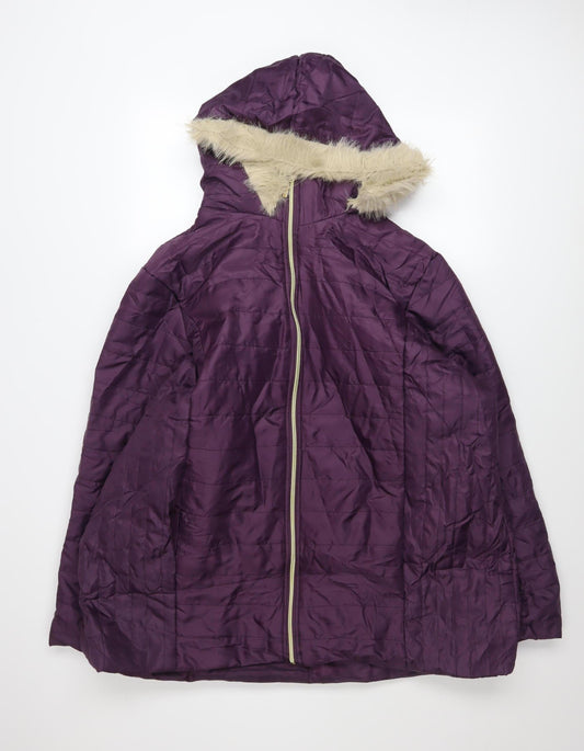 Womens UK Size XL nathalie andersen Purple Puffer Jacket