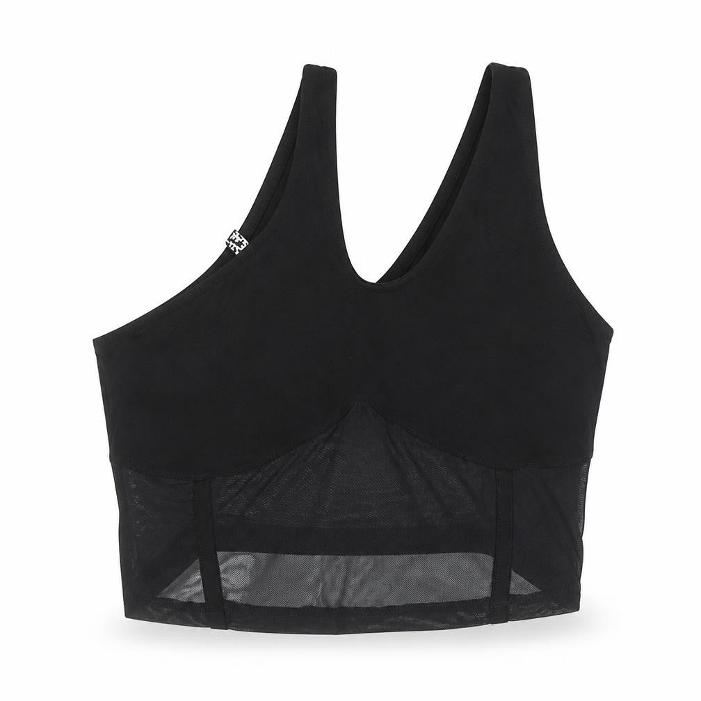 ASOS Women Black One Shoulder Mesh Camisole Top Size 16