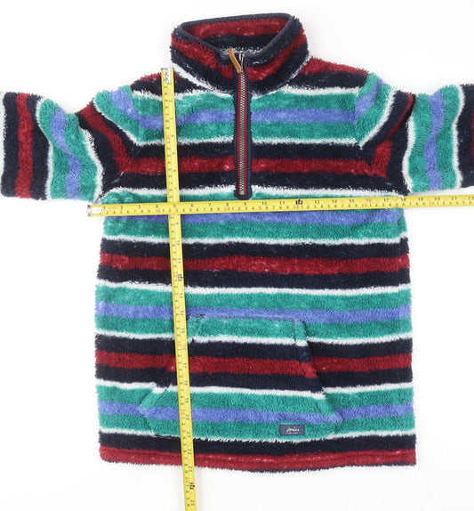 Joules Girls Multicoloured Striped Fleece Sweatshirt 11-12 Years 1/2 Zip