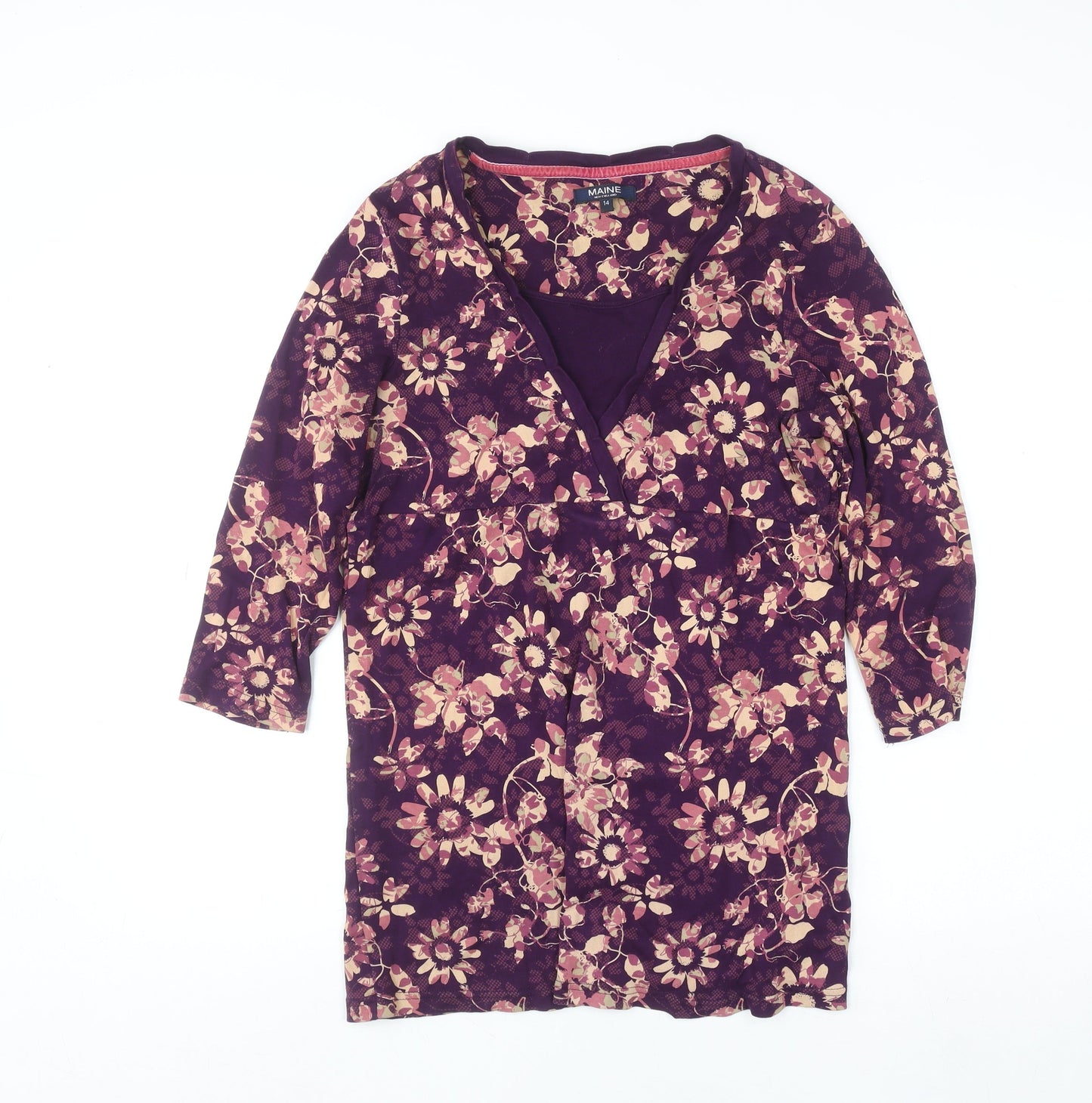 Womens UK Size 14 Maine New England Purple Tunic Blouse