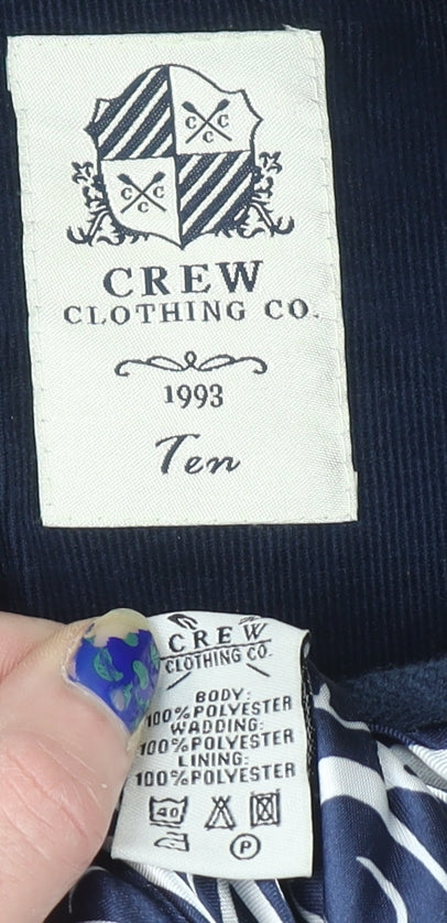 Womens UK Size 10 Crew Clothing Co. Blue Quilted Coat