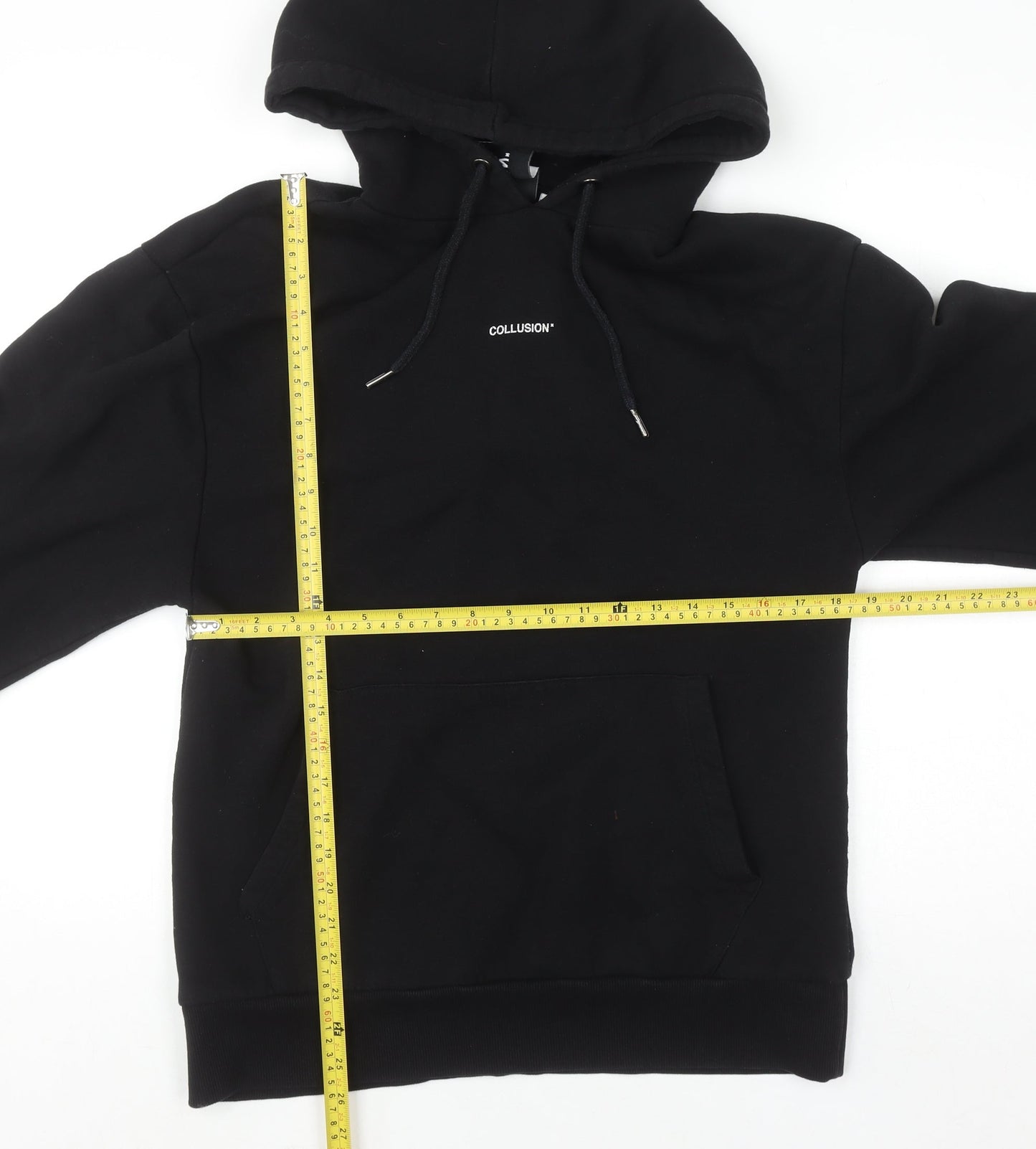 Mens UK Size M COLLUSION Black Pullover Hoodie
