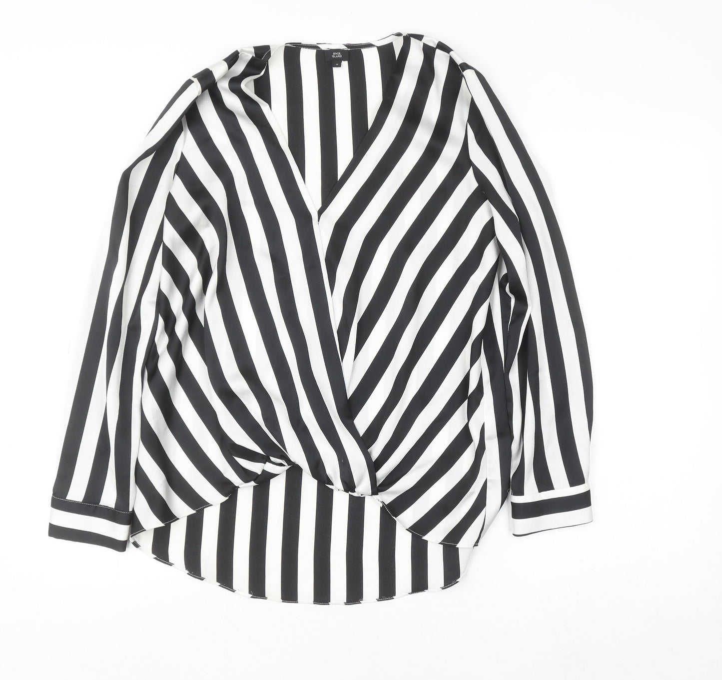 Womens UK Size 10 River Island Black Wrap Blouse