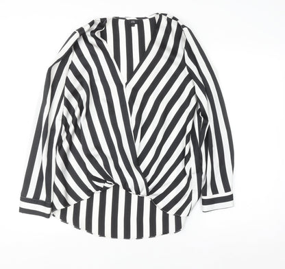 Womens UK Size 10 River Island Black Wrap Blouse