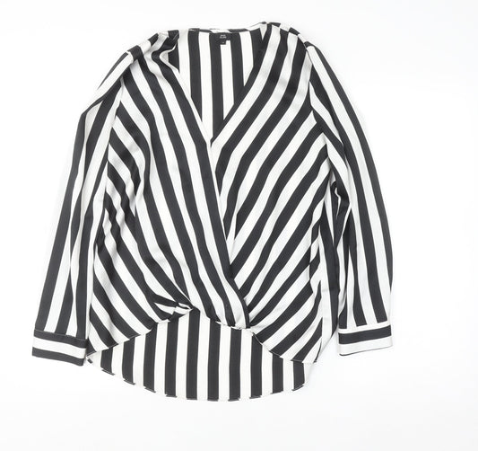 Womens UK Size 10 River Island Black Wrap Blouse