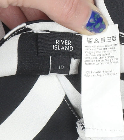 Womens UK Size 10 River Island Black Wrap Blouse
