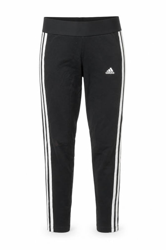 Front view of Adidas women’s black slim fit leggings side stripe small