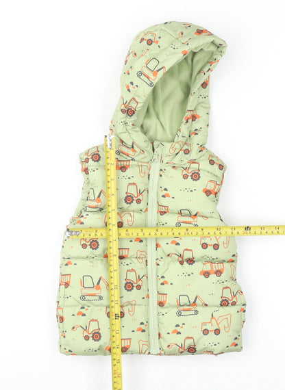 Dunnes Stores Unisex Baby Green Construction Puffer Hooded Vest 12-18 Months