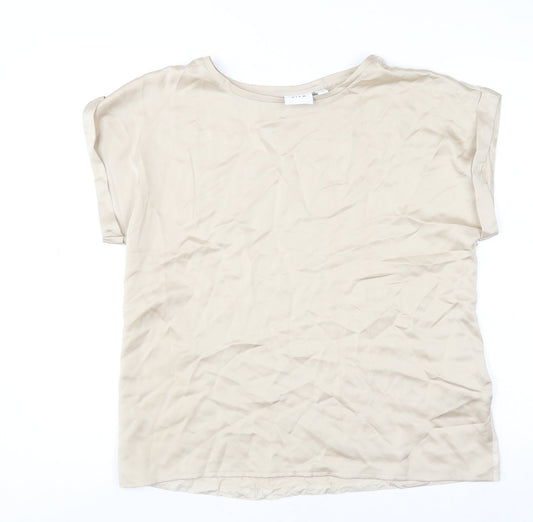 Womens UK Size 12 VILA Beige Basic Blouse