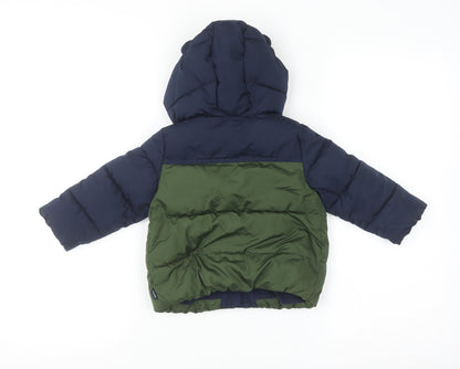 Baby GAP Unisex Blue Green Puffer Jacket 18-24 Months Hooded Winter Coat