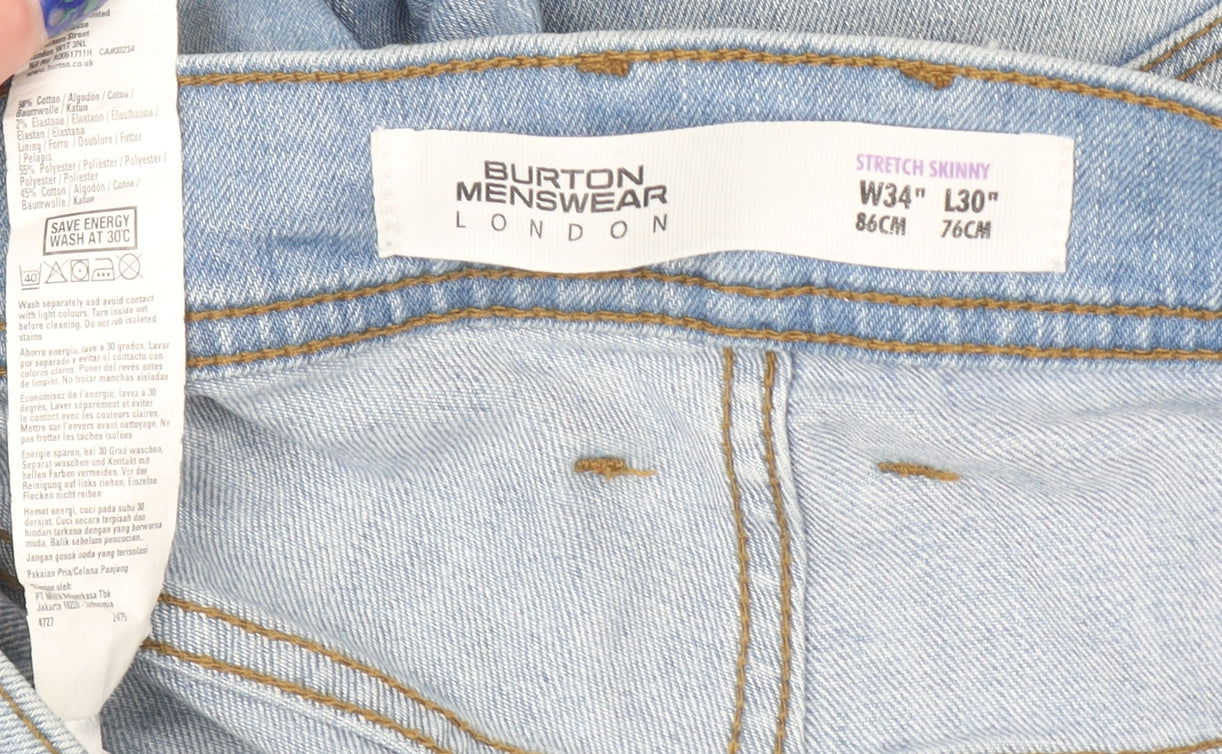 Mens UK Size L Burton Menswear London Slim Fit Skinny Blue Jeans