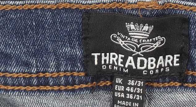 Mens UK Size 36 Threadbare Regular Fit Straight Blue Jeans