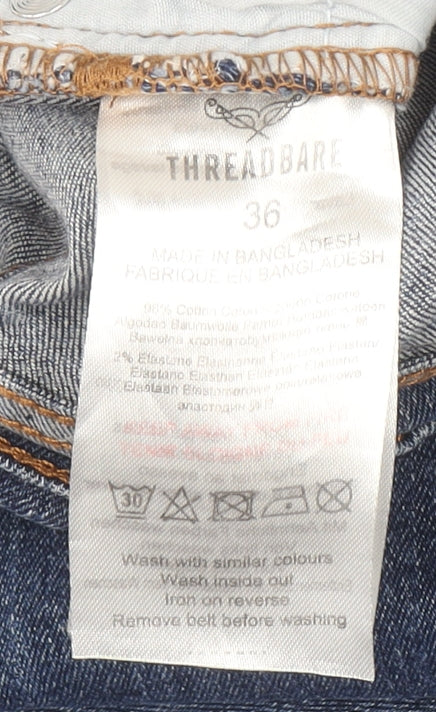 Mens UK Size 36 Threadbare Regular Fit Straight Blue Jeans