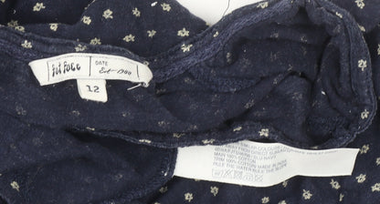 Womens UK Size 12 Fat Face Blue Tunic Blouse