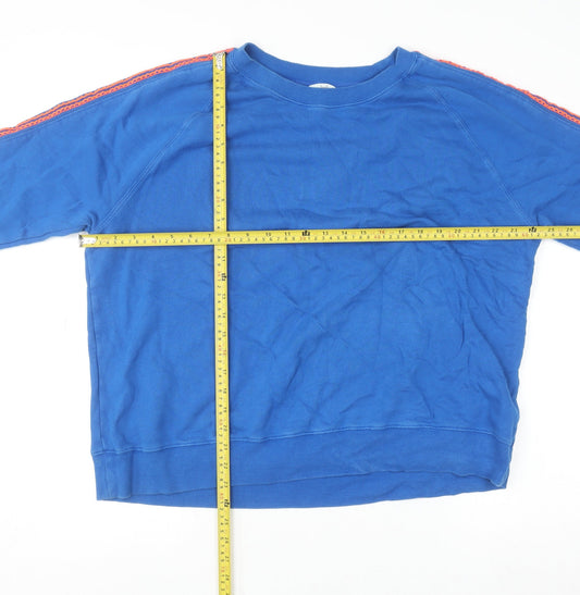 Tu Women’s Blue Cotton Crew Neck Sweatshirt Size M with Embroidered Trim