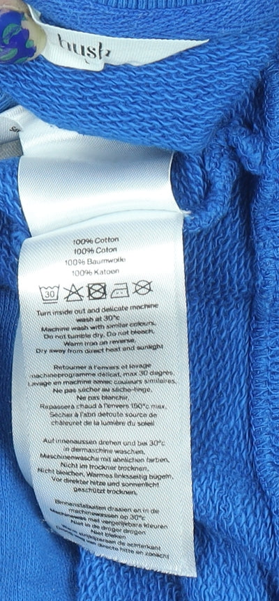 Tu Women’s Blue Cotton Crew Neck Sweatshirt Size M with Embroidered Trim