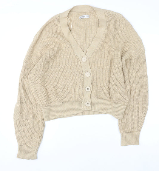 Womens UK Size 8 Stradivarius Beige Cardigan Jumper